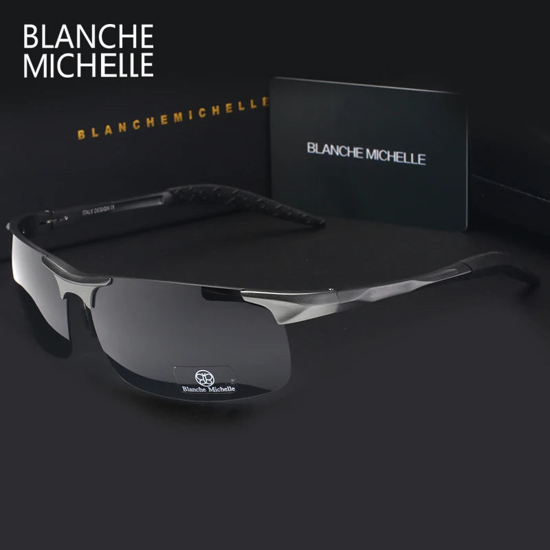 Lunettes de soleil de Sport en aluminium magnésium ultralégères de haute qualité polarisées pour hommes UV400 rectangulaires or lunettes de soleil de conduite en plein air