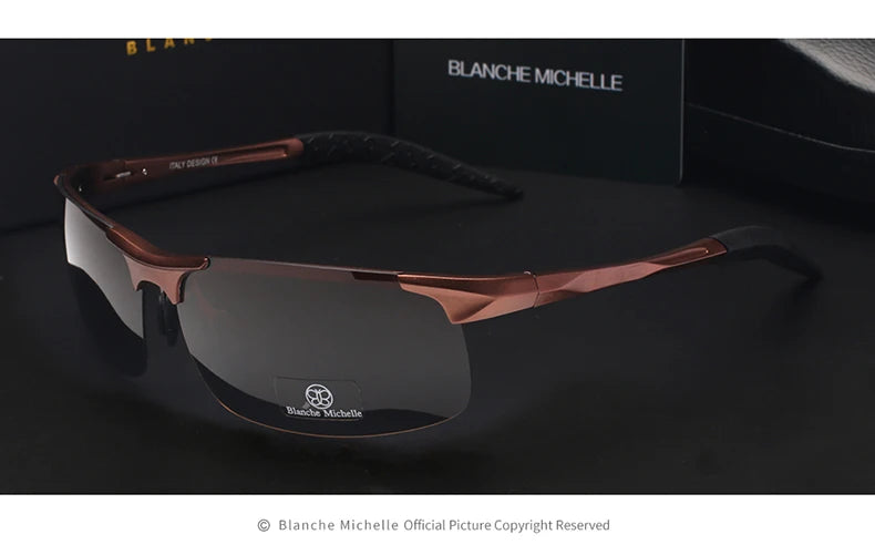 Lunettes de soleil de Sport en aluminium magnésium ultralégères de haute qualité polarisées pour hommes UV400 rectangulaires or lunettes de soleil de conduite en plein air