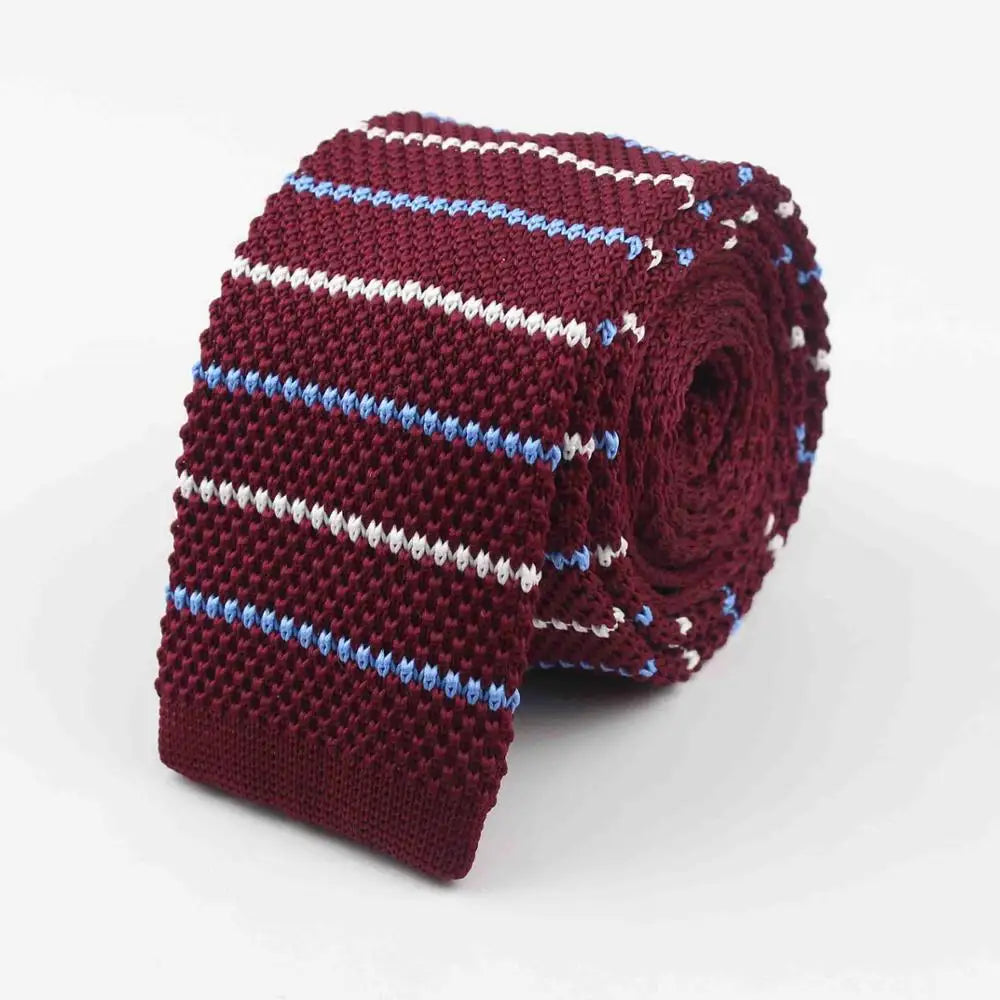Hommes tricoté loisirs rayé cravate mode maigre étroit mince cou cravates pour hommes maigre tissé concepteur cravate
