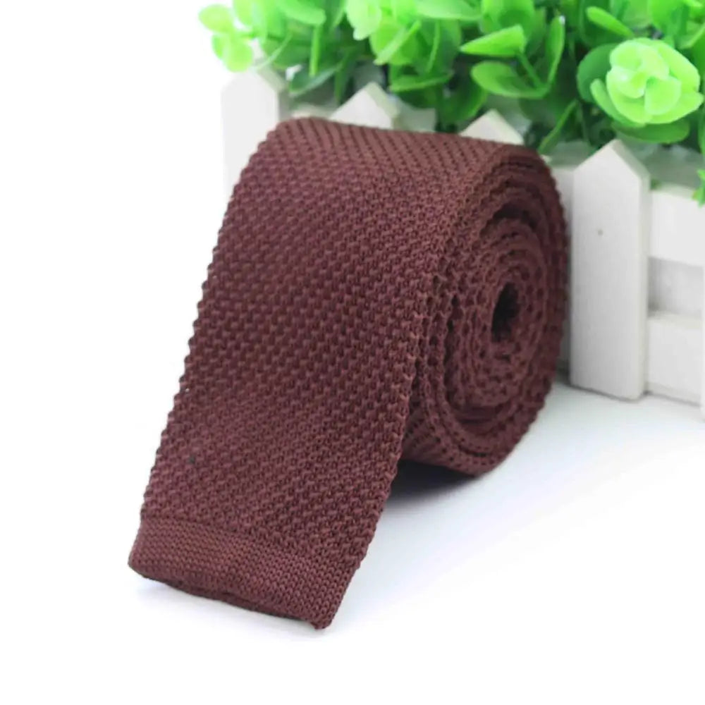 Mode hommes cravate colorée tricot cravates tricotées cravate couleur unie étroit mince maigre tissé plaine Cravate cravates étroites