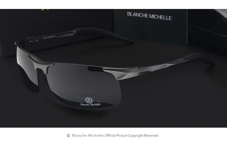 Lunettes de soleil de Sport en aluminium magnésium ultralégères de haute qualité polarisées pour hommes UV400 rectangulaires or lunettes de soleil de conduite en plein air