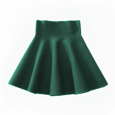 Automne hiver coréen femmes jupe tricot laine jupe Midi hiver dames taille haute décontractée plissée élastique évasé jupes femmes