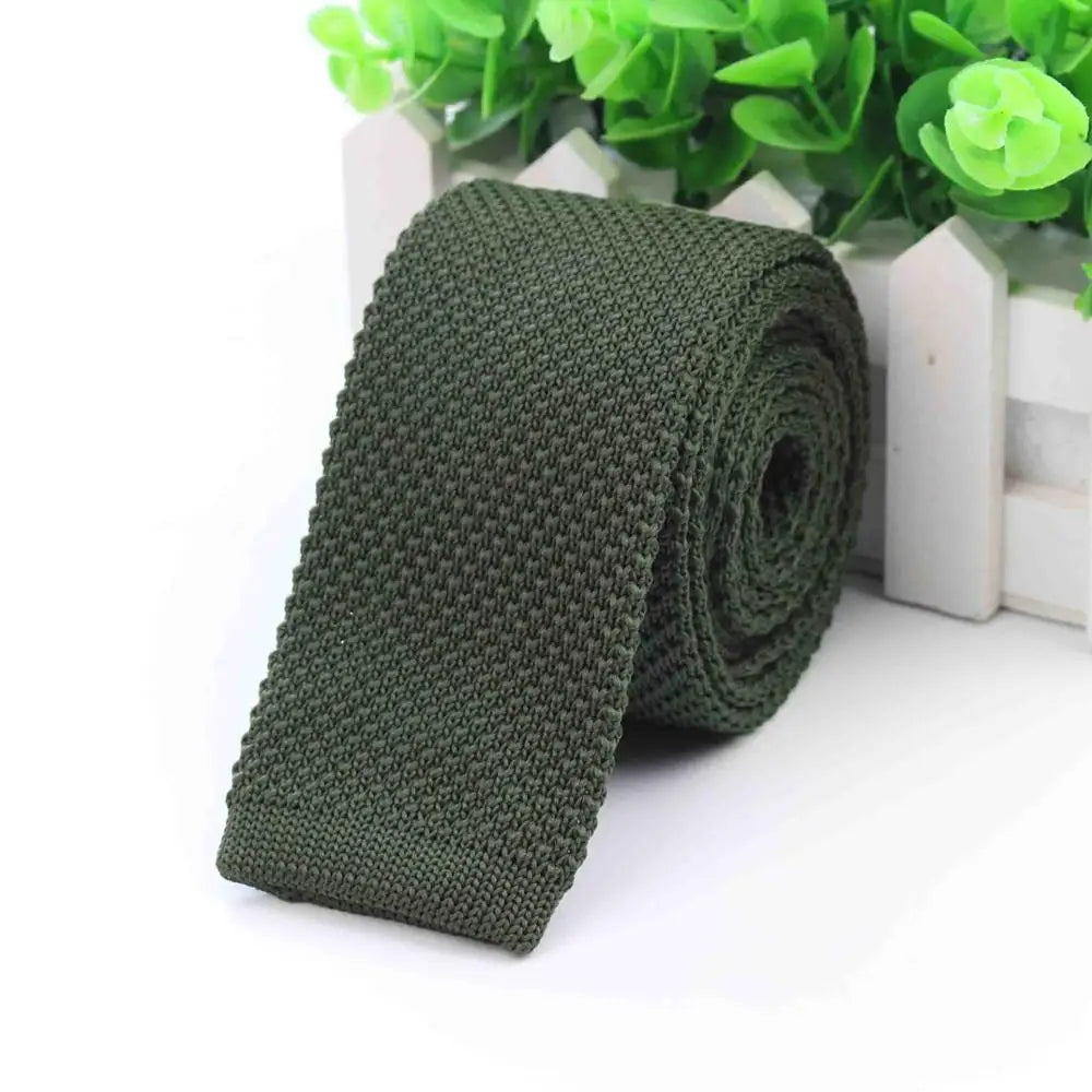 Mode hommes cravate colorée tricot cravates tricotées cravate couleur unie étroit mince maigre tissé plaine Cravate cravates étroites