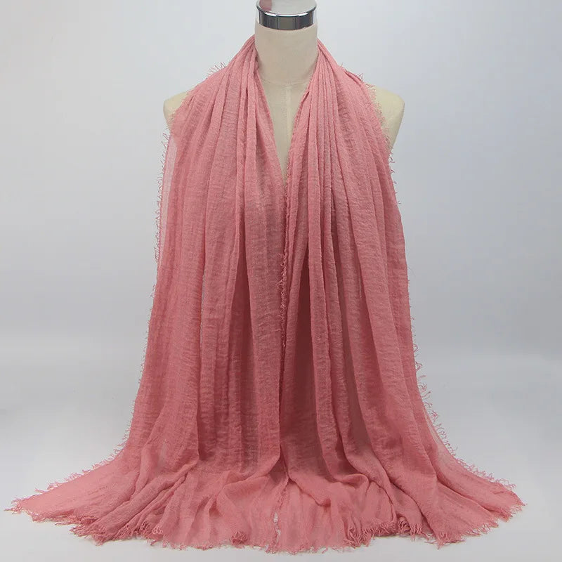 Wholesale Price 70*180cm Women Muslim Crinkle Hijab Scarf Femme Musulman Soft Cotton Headscarf Islamic Hijab Shawls And Wraps