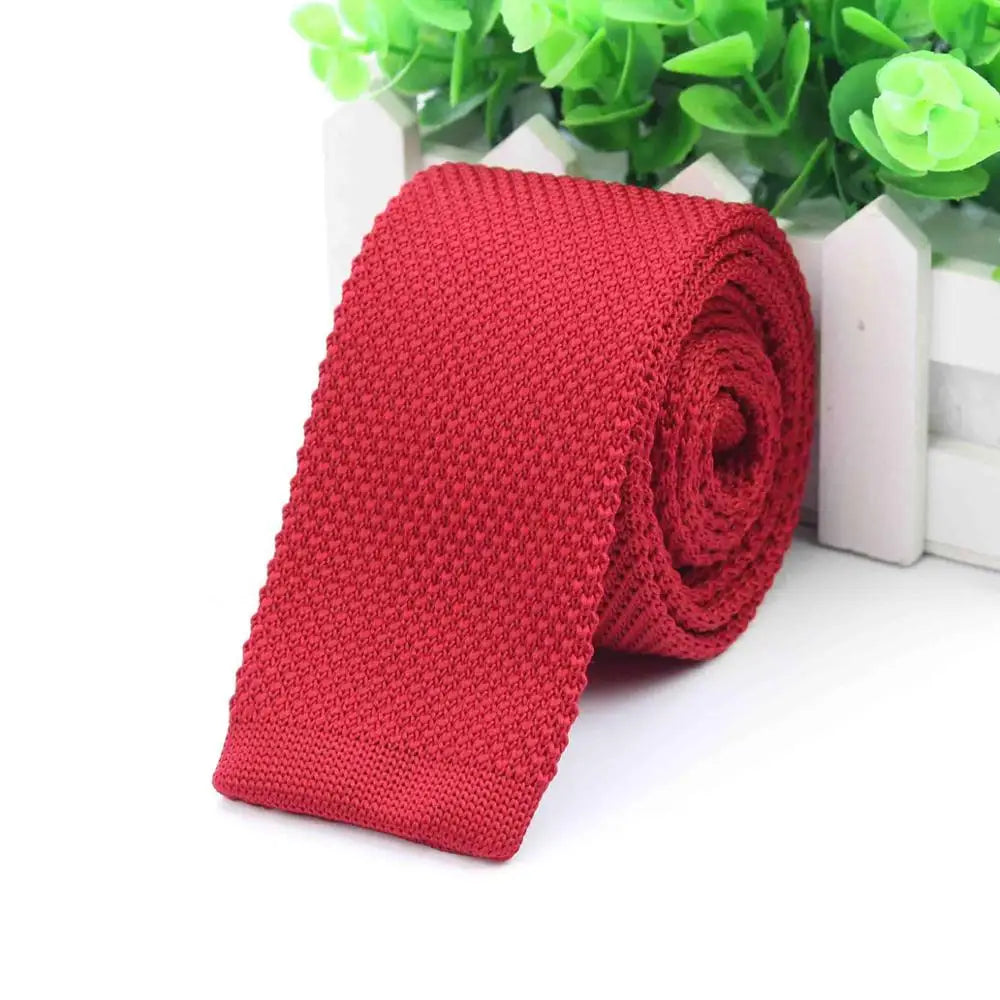 Mode hommes cravate colorée tricot cravates tricotées cravate couleur unie étroit mince maigre tissé plaine Cravate cravates étroites
