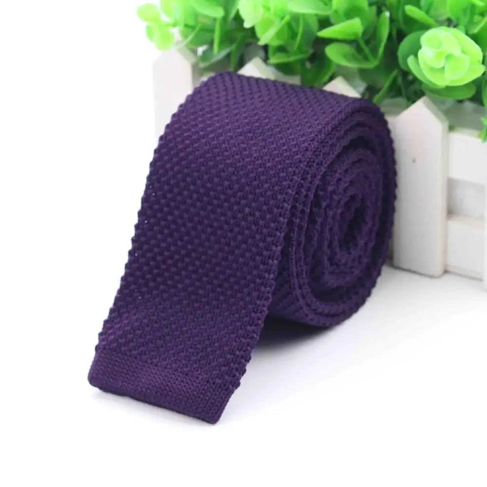 Mode hommes cravate colorée tricot cravates tricotées cravate couleur unie étroit mince maigre tissé plaine Cravate cravates étroites