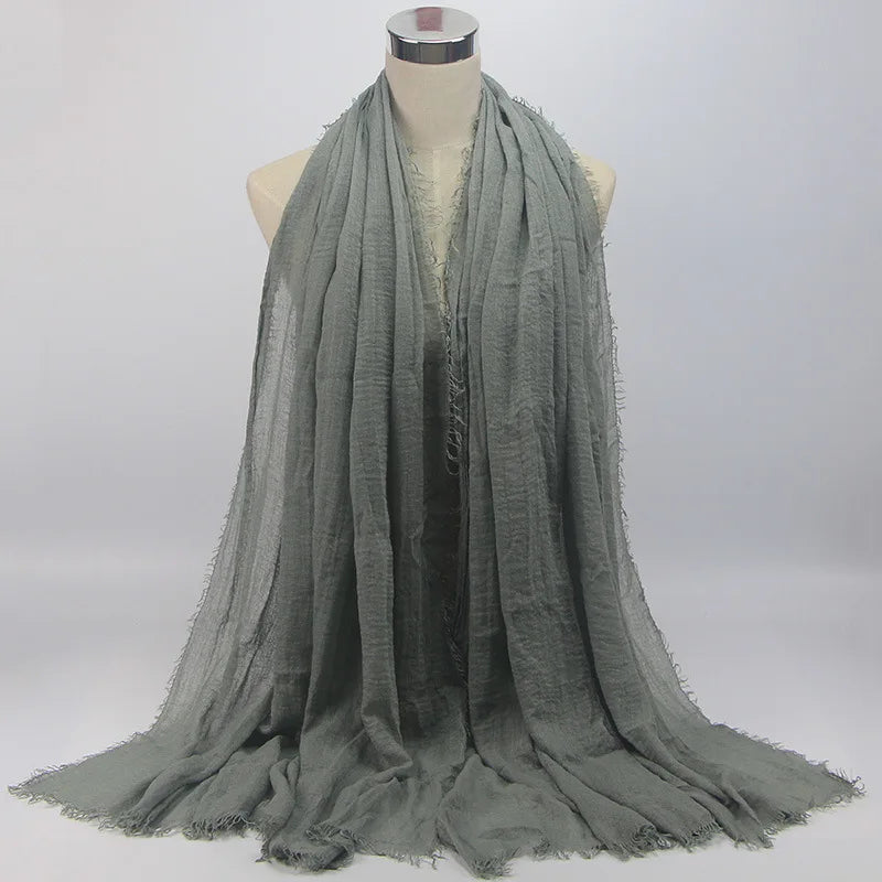 Wholesale Price 70*180cm Women Muslim Crinkle Hijab Scarf Femme Musulman Soft Cotton Headscarf Islamic Hijab Shawls And Wraps