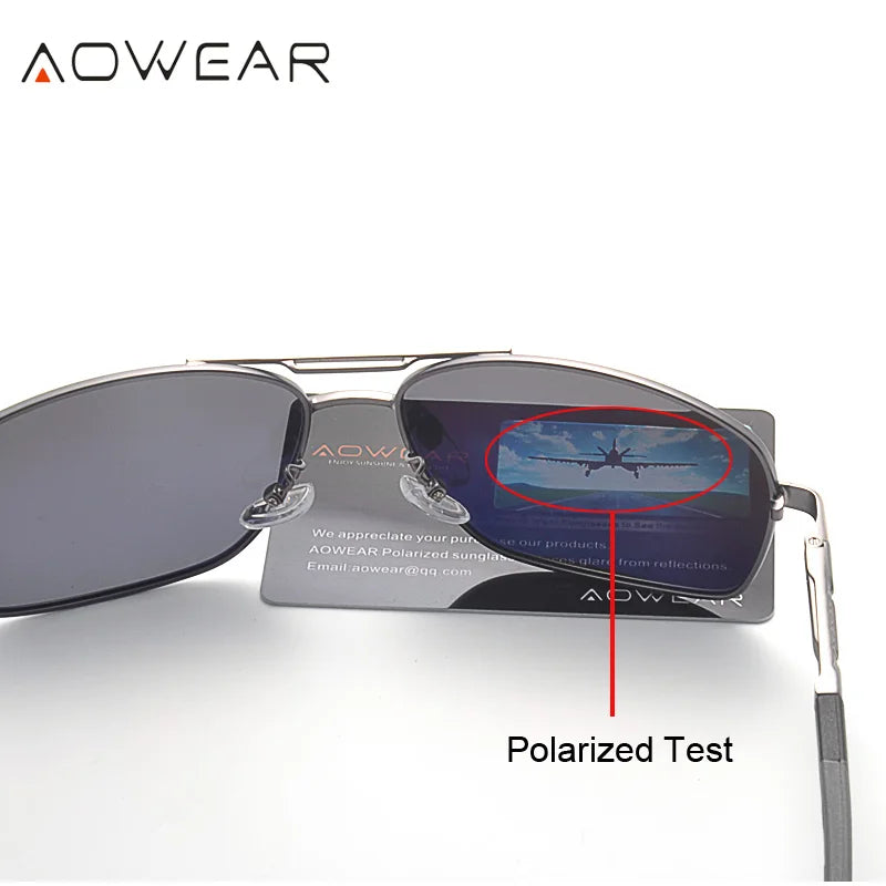 AOWEAR Aviation lunettes de soleil polarisées hommes en aluminium conduite miroir lunettes de soleil mâle marque concepteur rétro lunettes accessoires gafas