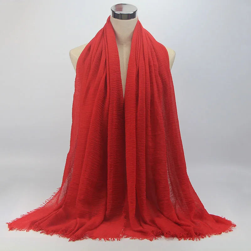 Wholesale Price 70*180cm Women Muslim Crinkle Hijab Scarf Femme Musulman Soft Cotton Headscarf Islamic Hijab Shawls And Wraps