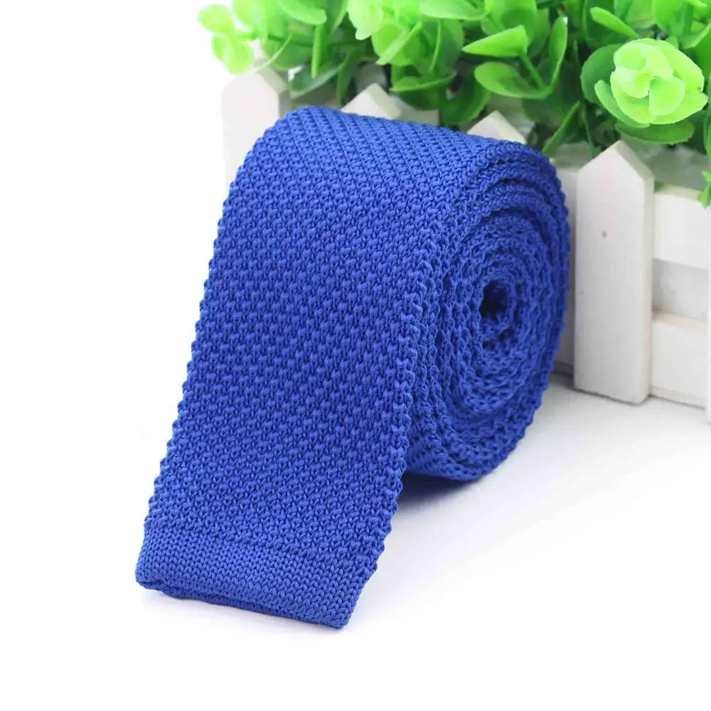 Mode hommes cravate colorée tricot cravates tricotées cravate couleur unie étroit mince maigre tissé plaine Cravate cravates étroites