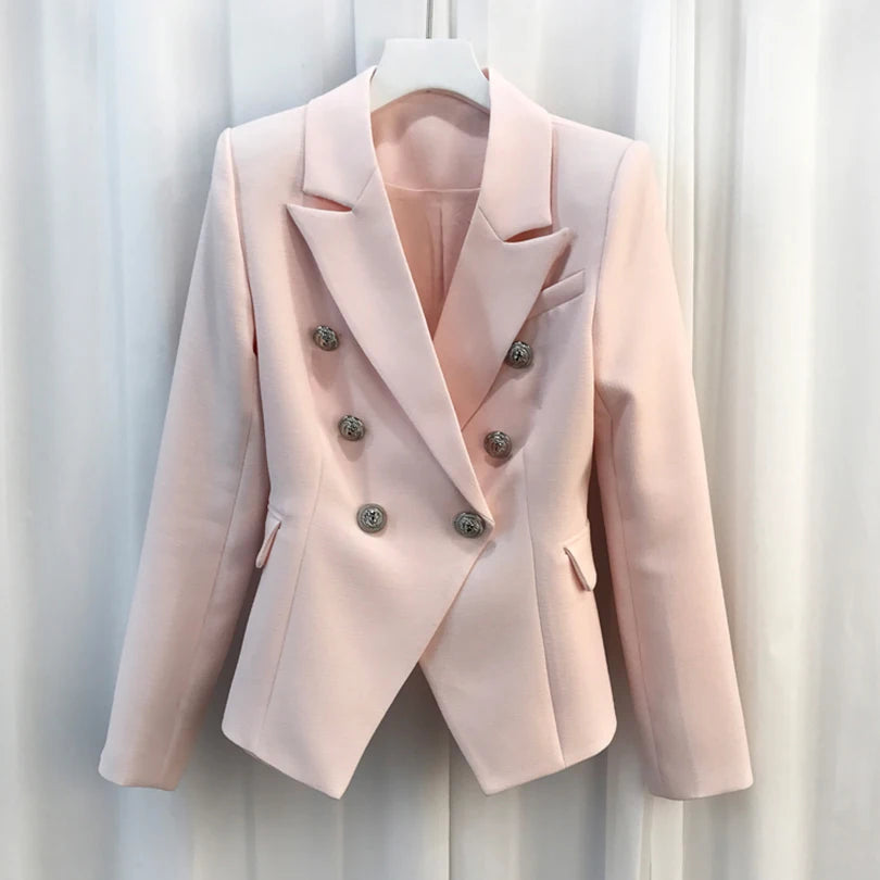 Veste Blazer de styliste Baroque pour femmes, haute qualité, boutons Lion argentés, Double boutonnage, vêtements d'extérieur, nouvelle mode 2022