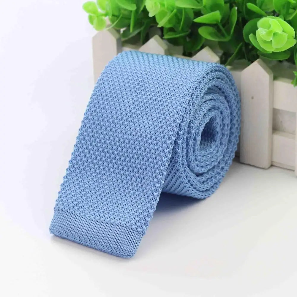 Mode hommes cravate colorée tricot cravates tricotées cravate couleur unie étroit mince maigre tissé plaine Cravate cravates étroites