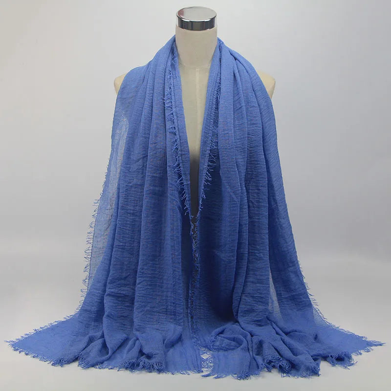 Wholesale Price 70*180cm Women Muslim Crinkle Hijab Scarf Femme Musulman Soft Cotton Headscarf Islamic Hijab Shawls And Wraps