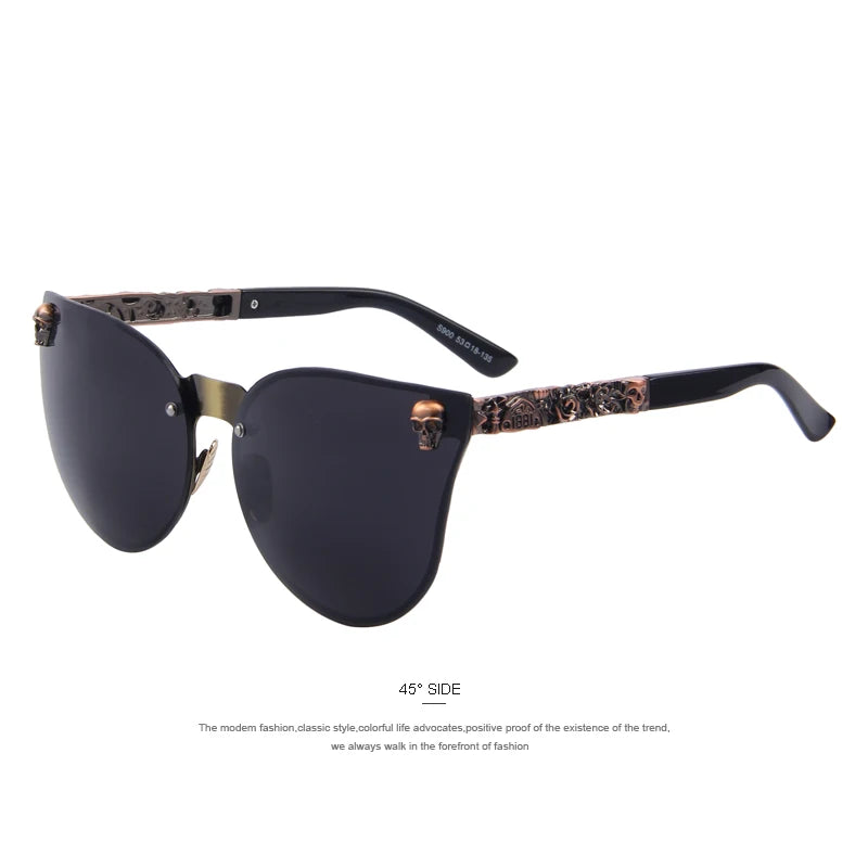 MERRYS mode femmes gothique lunettes crâne cadre métal Temple Oculos de sol UV400