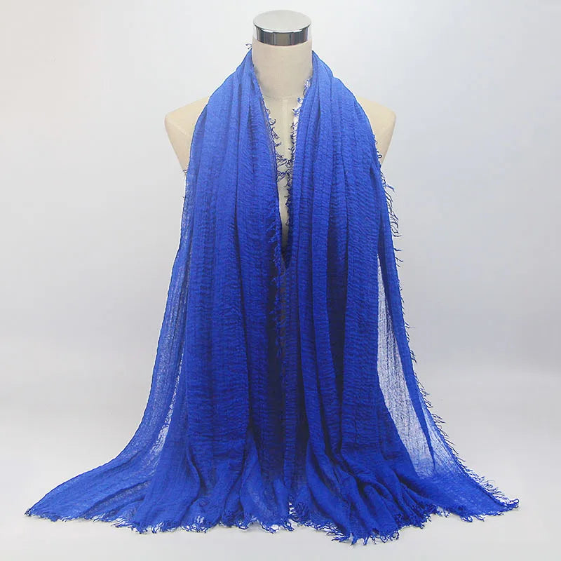 Wholesale Price 70*180cm Women Muslim Crinkle Hijab Scarf Femme Musulman Soft Cotton Headscarf Islamic Hijab Shawls And Wraps
