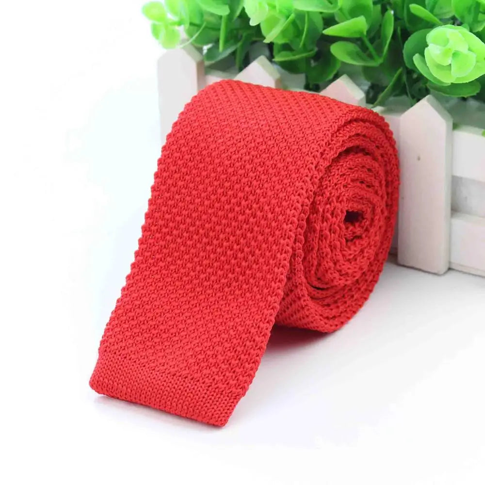 Mode hommes cravate colorée tricot cravates tricotées cravate couleur unie étroit mince maigre tissé plaine Cravate cravates étroites