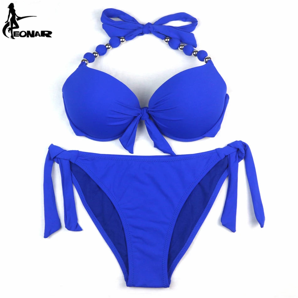 EONAR maillots de bain femmes solide brésilien Bikini ensemble Sexy Push Up maillot de bain maillot de bain femmes vêtements de plage grande taille maillots de bain XXL
