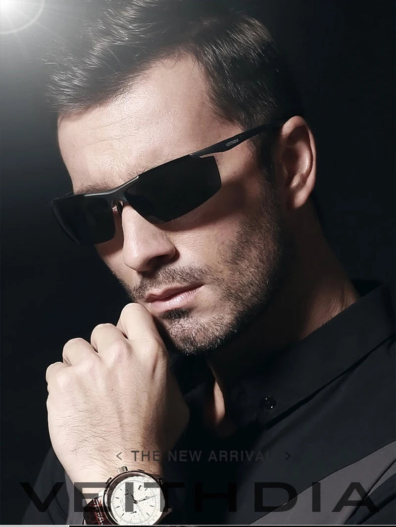 VEITHDIA – lunettes de soleil polarisées en aluminium et magnésium pour homme, avec revêtement miroir UV400, pour l'extérieur, accessoires 6588