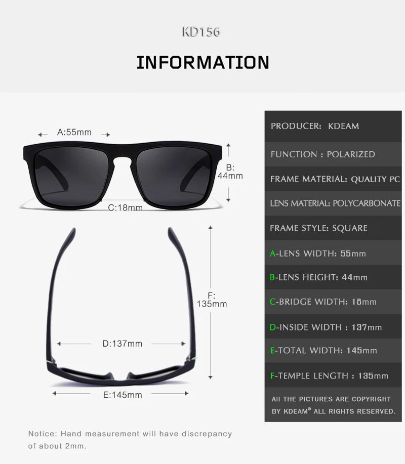 KDEAM-Lunettes de soleil polarisées pour hommes, lunettes de soleil miroir tout adaptées, design classique, boîte de marque CE, mode