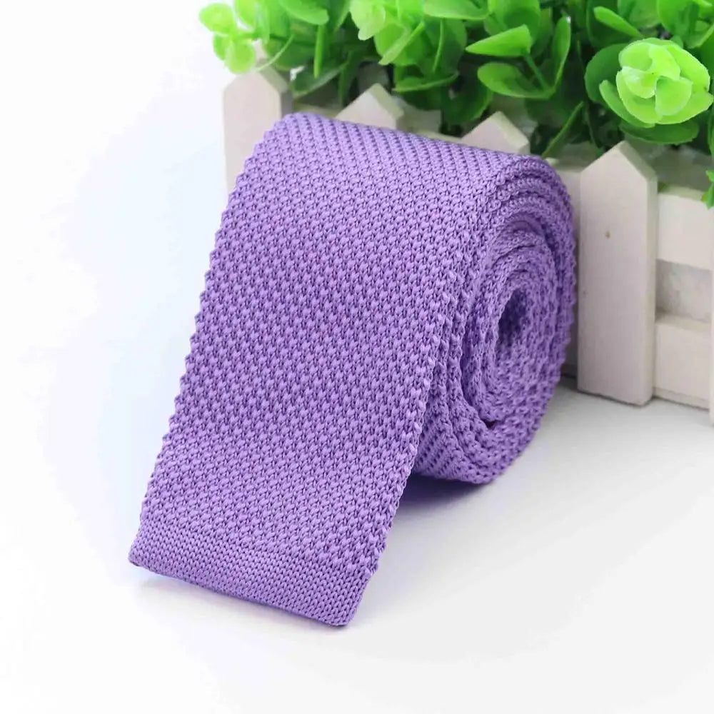 Mode hommes cravate colorée tricot cravates tricotées cravate couleur unie étroit mince maigre tissé plaine Cravate cravates étroites