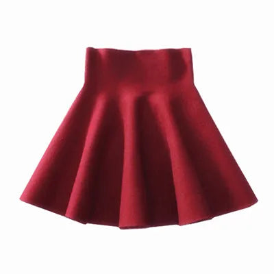 Automne hiver coréen femmes jupe tricot laine jupe Midi hiver dames taille haute décontractée plissée élastique évasé jupes femmes