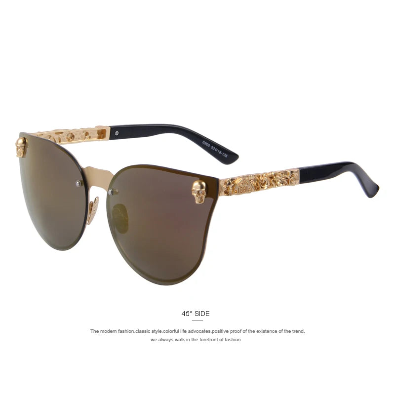 MERRYS mode femmes gothique lunettes crâne cadre métal Temple Oculos de sol UV400