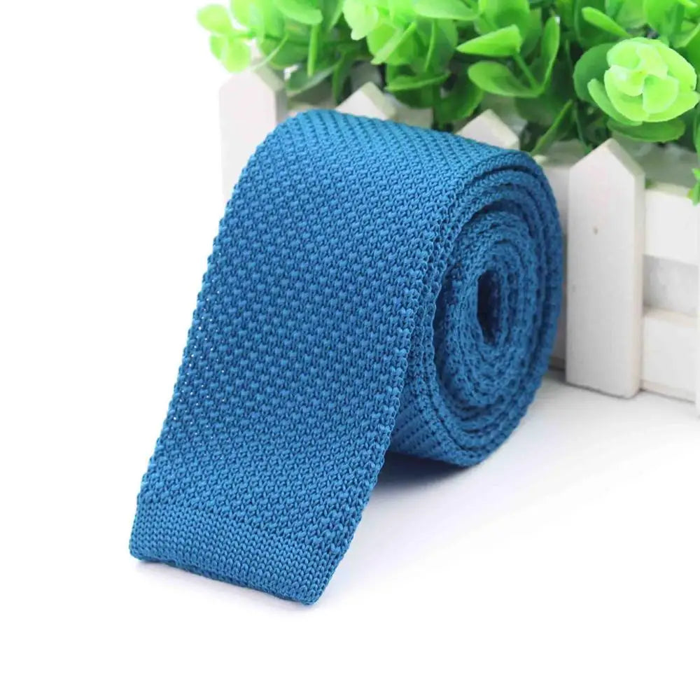 Mode hommes cravate colorée tricot cravates tricotées cravate couleur unie étroit mince maigre tissé plaine Cravate cravates étroites