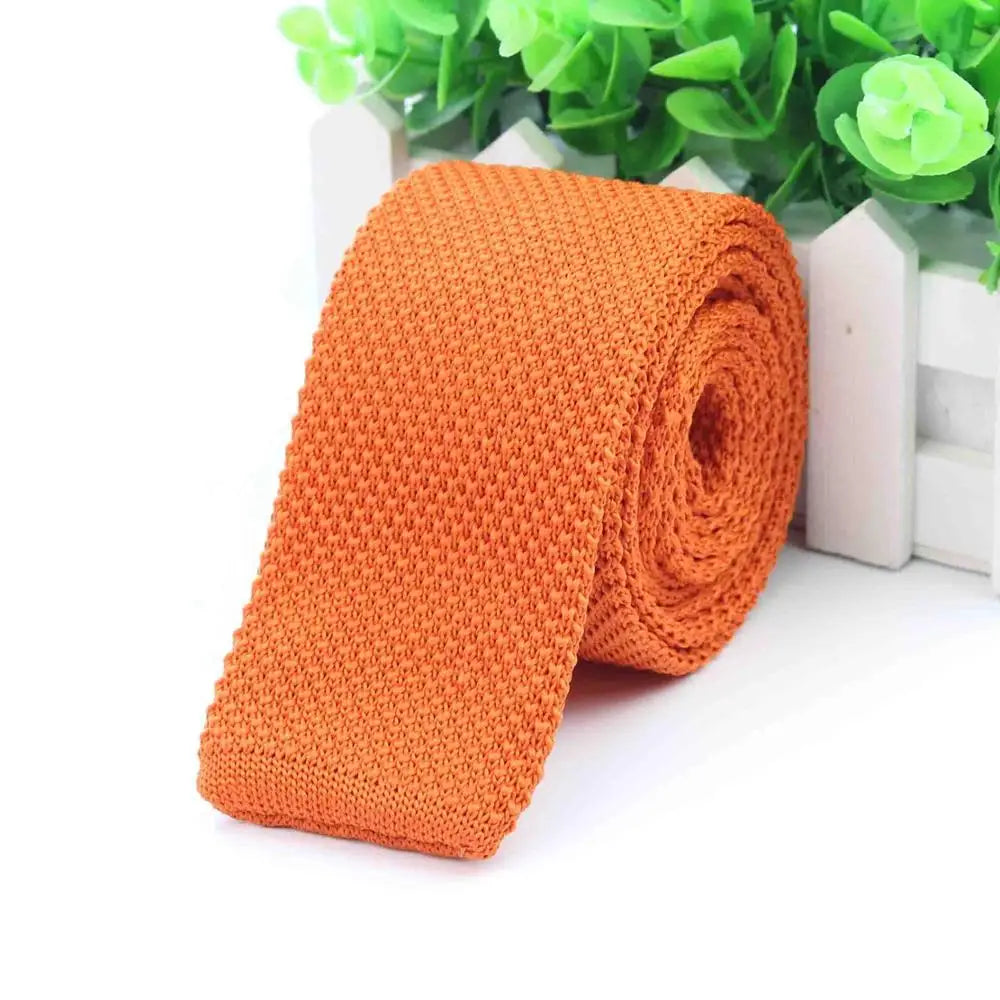 Mode hommes cravate colorée tricot cravates tricotées cravate couleur unie étroit mince maigre tissé plaine Cravate cravates étroites