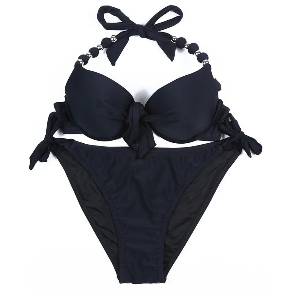 EONAR maillots de bain femmes solide brésilien Bikini ensemble Sexy Push Up maillot de bain maillot de bain femmes vêtements de plage grande taille maillots de bain XXL