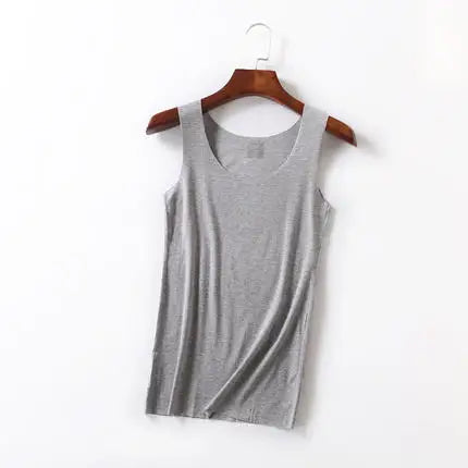 Débardeur sans couture pour femmes, couleur unie, gilet Modal doux, t-shirt sans manches, blanc, sans trace, haute qualité, été, 2022