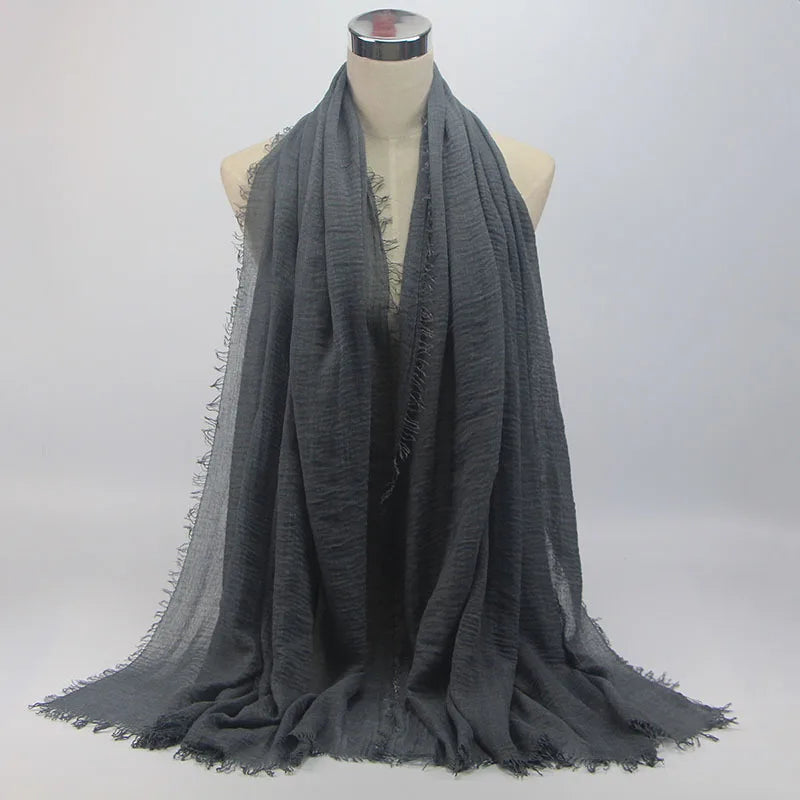 Wholesale Price 70*180cm Women Muslim Crinkle Hijab Scarf Femme Musulman Soft Cotton Headscarf Islamic Hijab Shawls And Wraps
