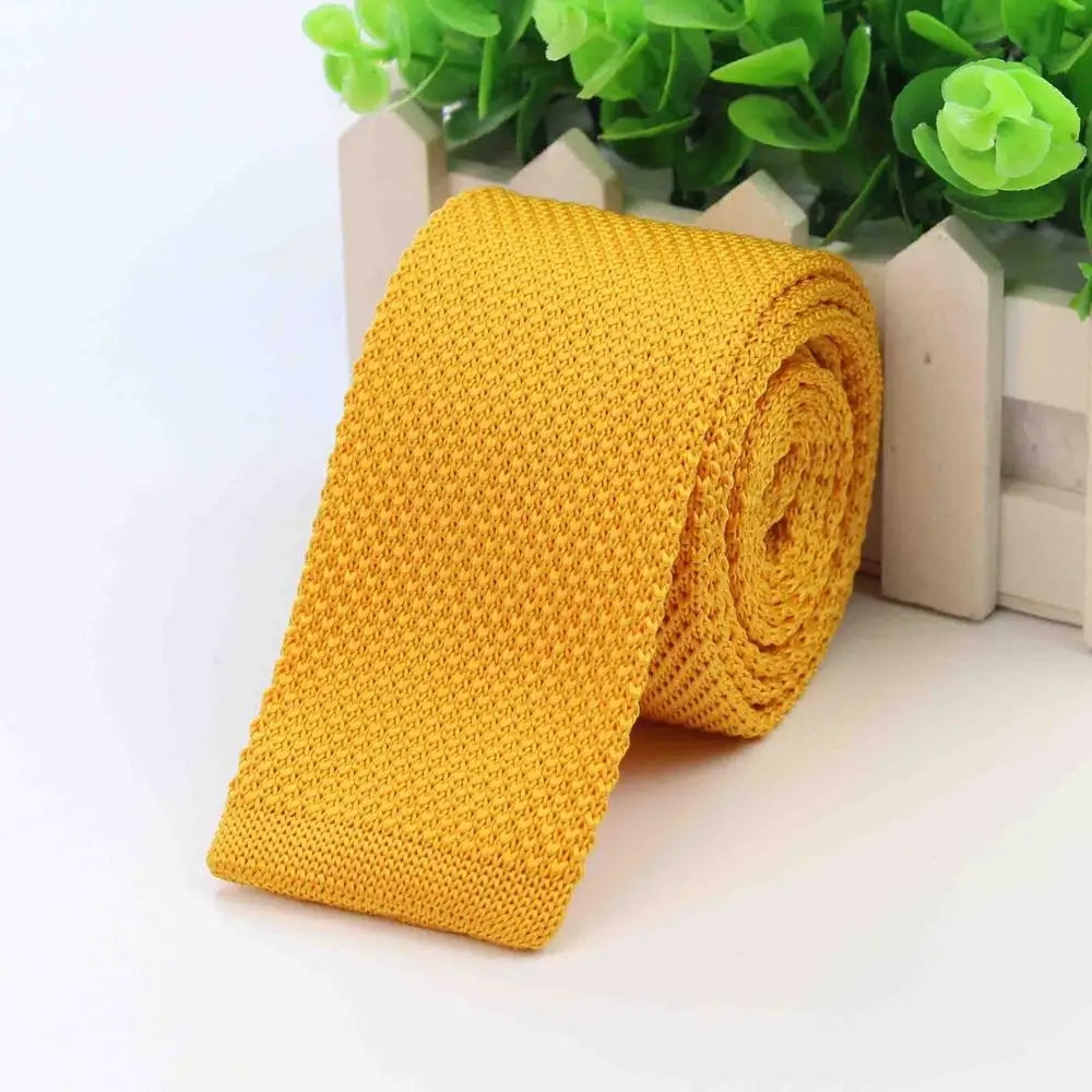 Mode hommes cravate colorée tricot cravates tricotées cravate couleur unie étroit mince maigre tissé plaine Cravate cravates étroites