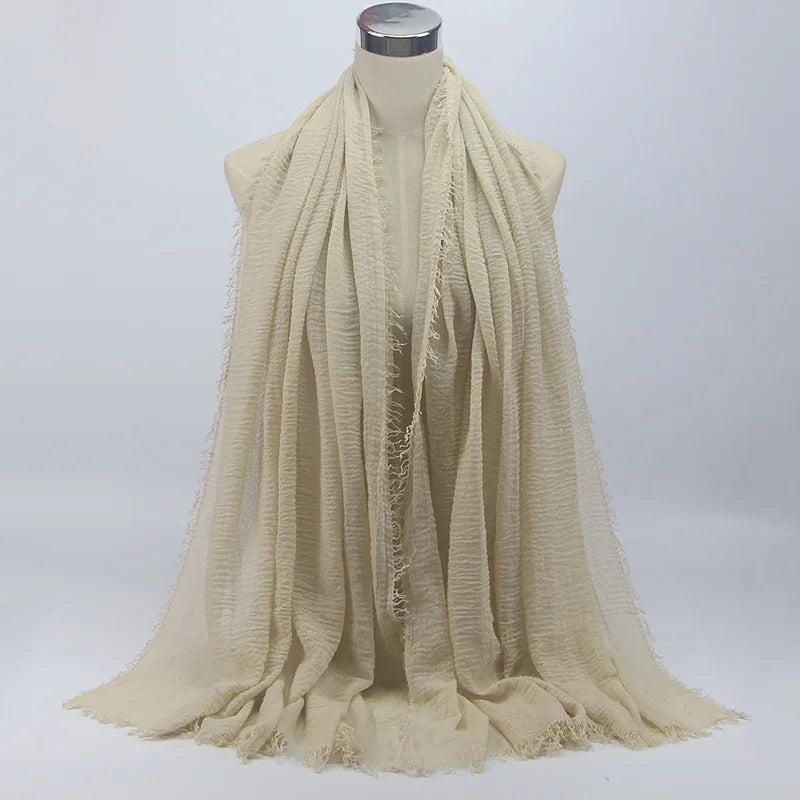 Wholesale Price 70*180cm Women Muslim Crinkle Hijab Scarf Femme Musulman Soft Cotton Headscarf Islamic Hijab Shawls And Wraps
