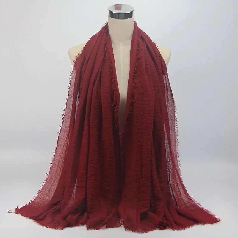 Wholesale Price 70*180cm Women Muslim Crinkle Hijab Scarf Femme Musulman Soft Cotton Headscarf Islamic Hijab Shawls And Wraps
