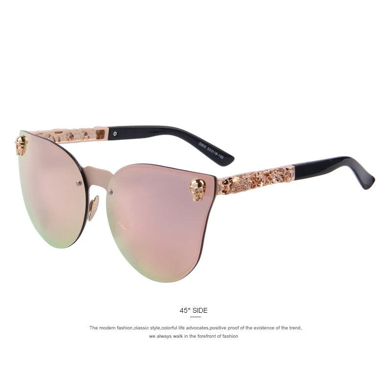 MERRYS mode femmes gothique lunettes crâne cadre métal Temple Oculos de sol UV400