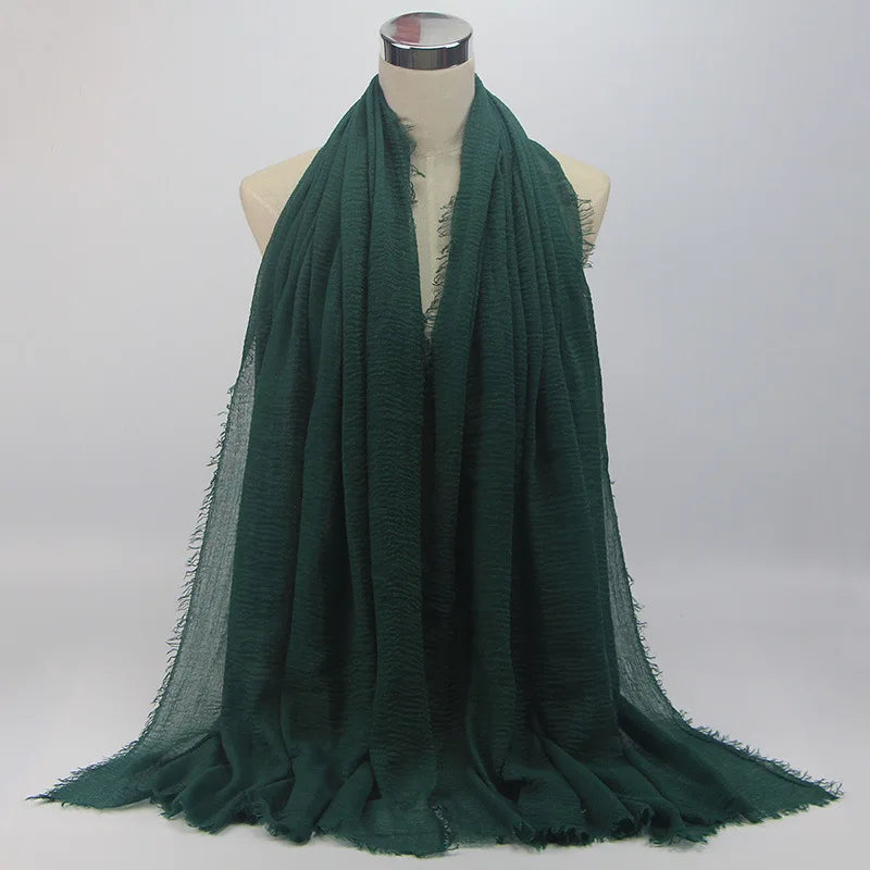 Wholesale Price 70*180cm Women Muslim Crinkle Hijab Scarf Femme Musulman Soft Cotton Headscarf Islamic Hijab Shawls And Wraps