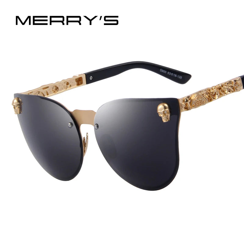 MERRYS mode femmes gothique lunettes crâne cadre métal Temple Oculos de sol UV400
