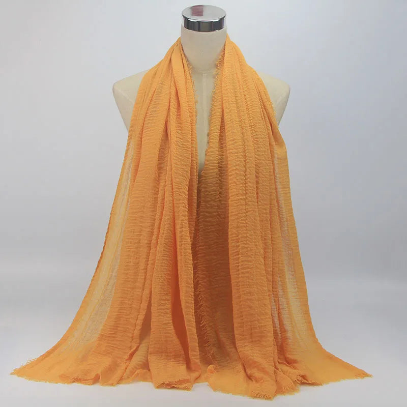 Wholesale Price 70*180cm Women Muslim Crinkle Hijab Scarf Femme Musulman Soft Cotton Headscarf Islamic Hijab Shawls And Wraps