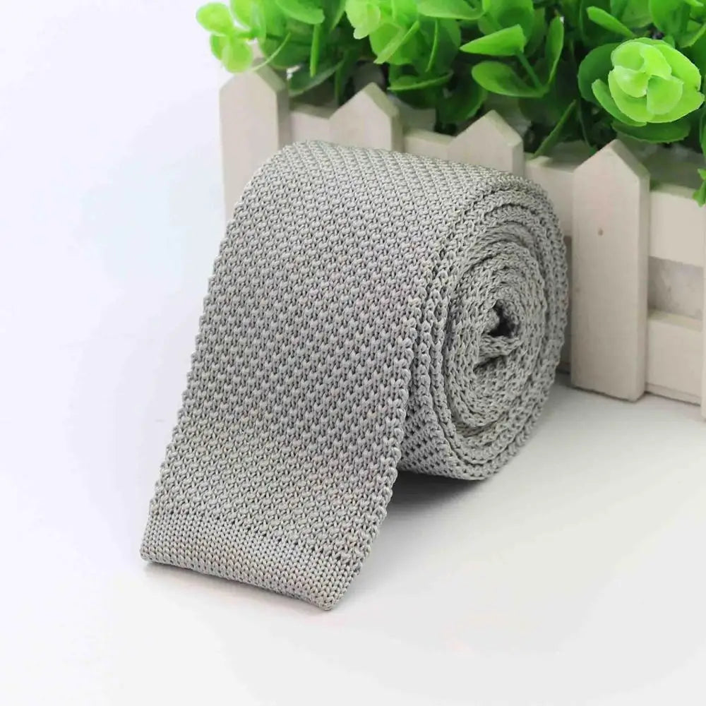 Mode hommes cravate colorée tricot cravates tricotées cravate couleur unie étroit mince maigre tissé plaine Cravate cravates étroites