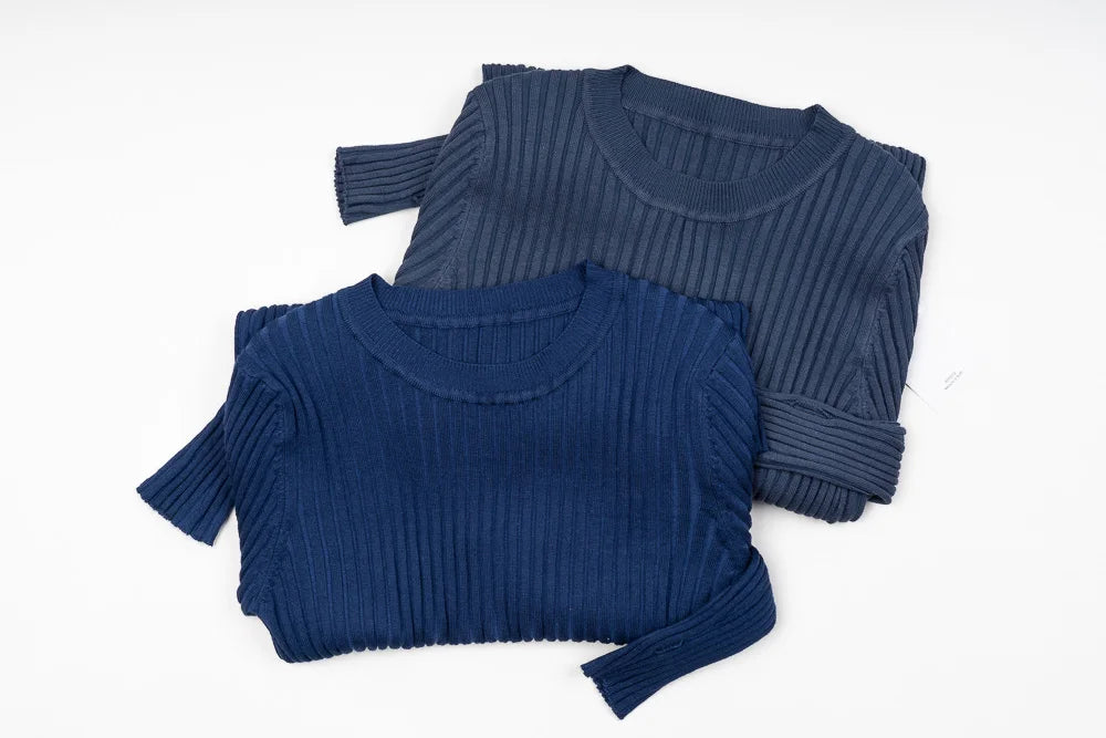 Pull basique à col rond pour femme, pull avec trou pour le pouce, pull en Y