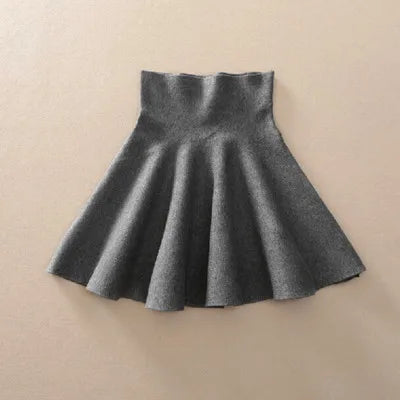 Automne hiver coréen femmes jupe tricot laine jupe Midi hiver dames taille haute décontractée plissée élastique évasé jupes femmes
