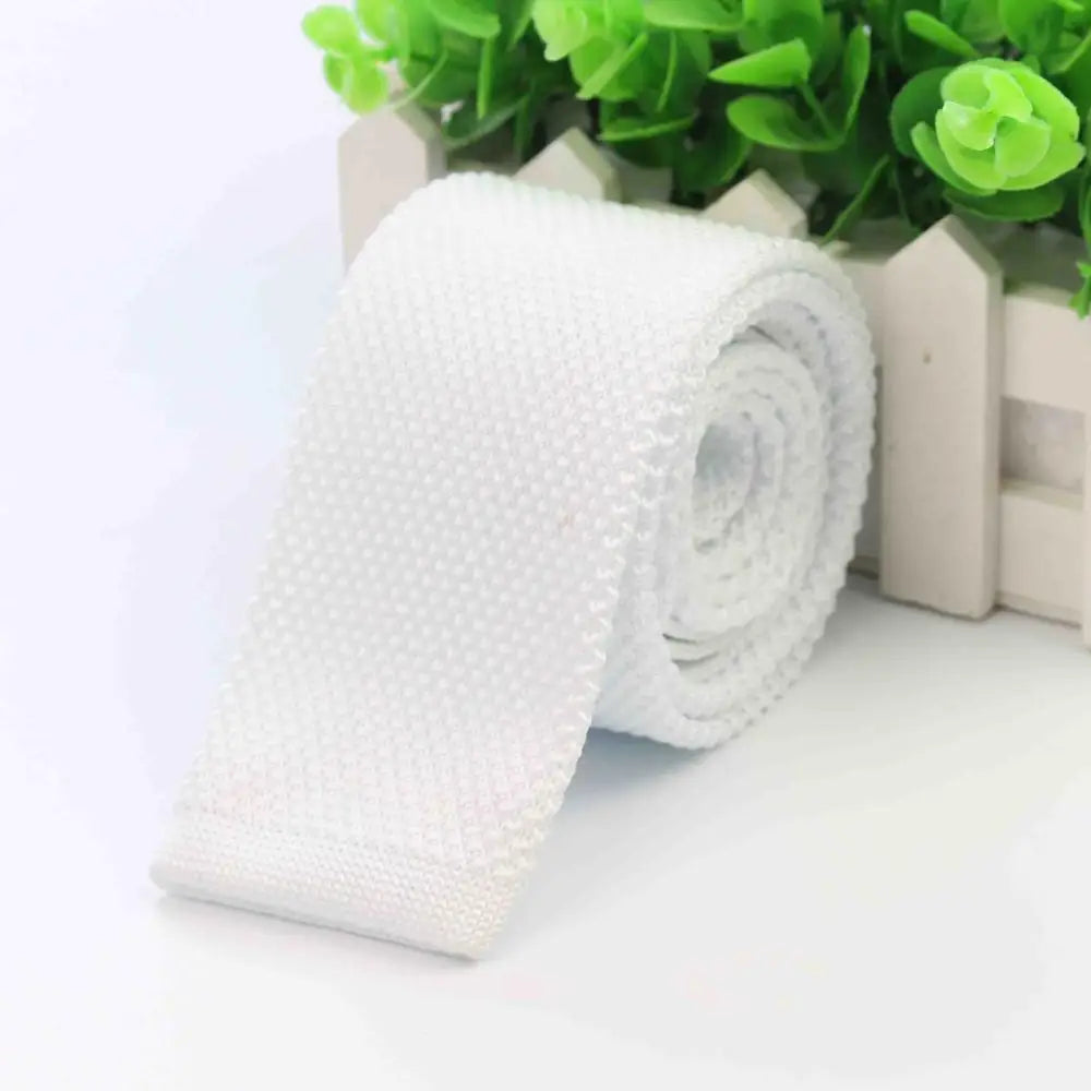 Mode hommes cravate colorée tricot cravates tricotées cravate couleur unie étroit mince maigre tissé plaine Cravate cravates étroites