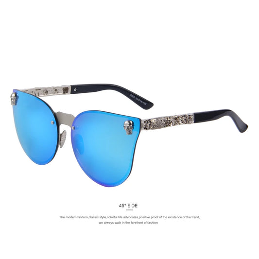 MERRYS mode femmes gothique lunettes crâne cadre métal Temple Oculos de sol UV400