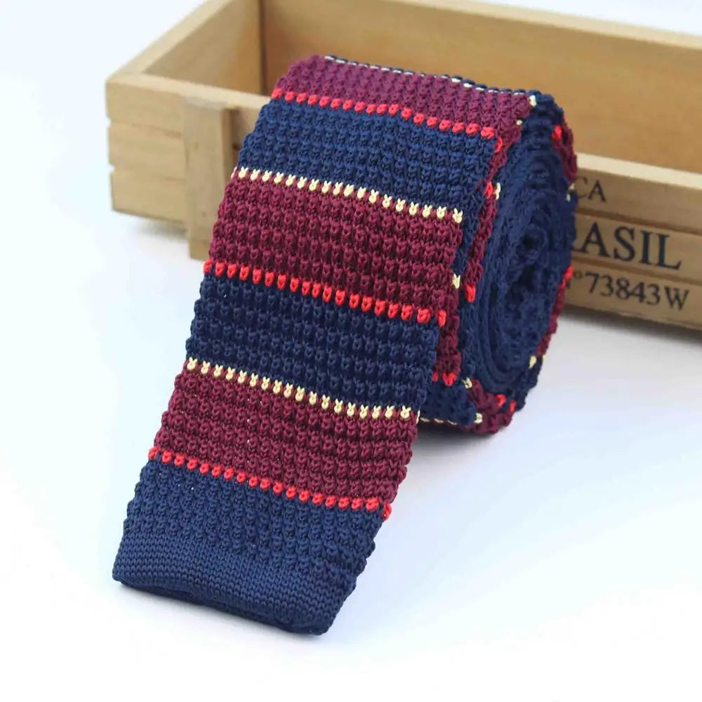 Hommes tricoté loisirs rayé cravate mode maigre étroit mince cou cravates pour hommes maigre tissé concepteur cravate