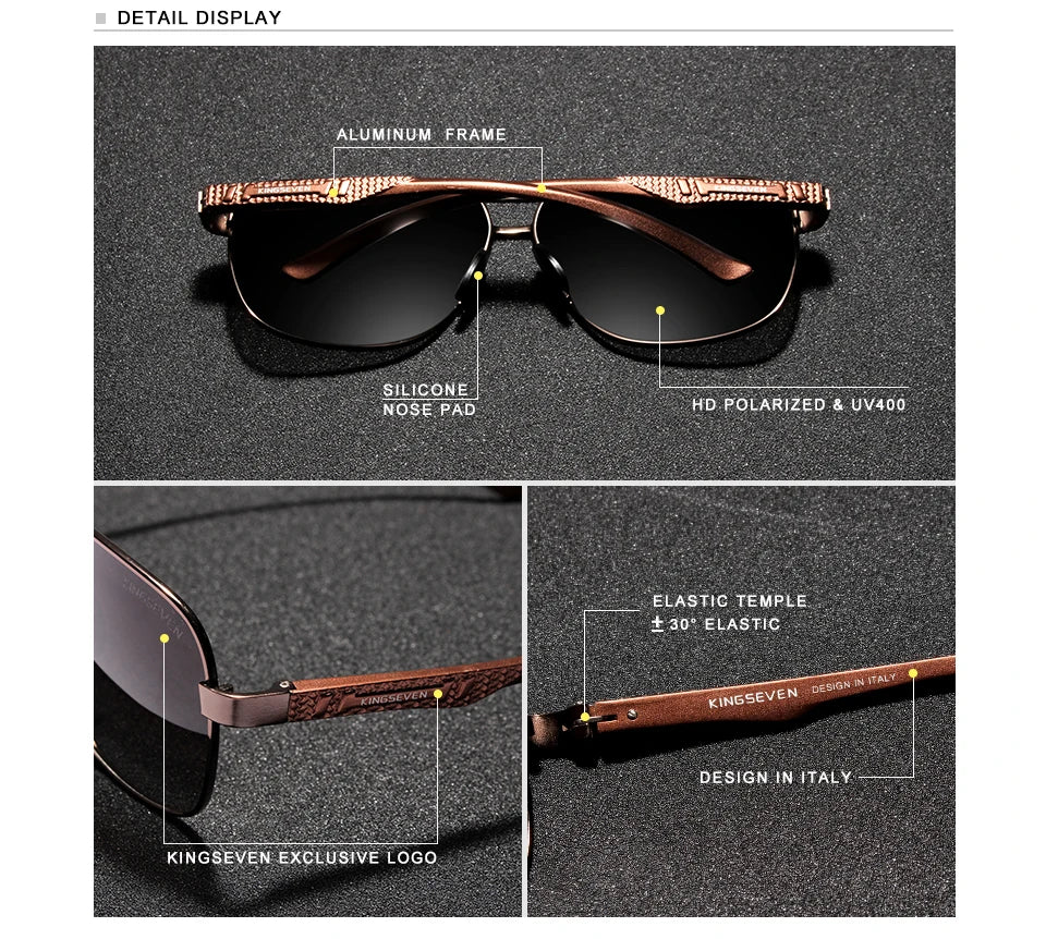 KINGSEVEN-Lunettes de soleil polarisées en aluminium pour homme et femme, verres de marque, protection des yeux, UV400, 2024