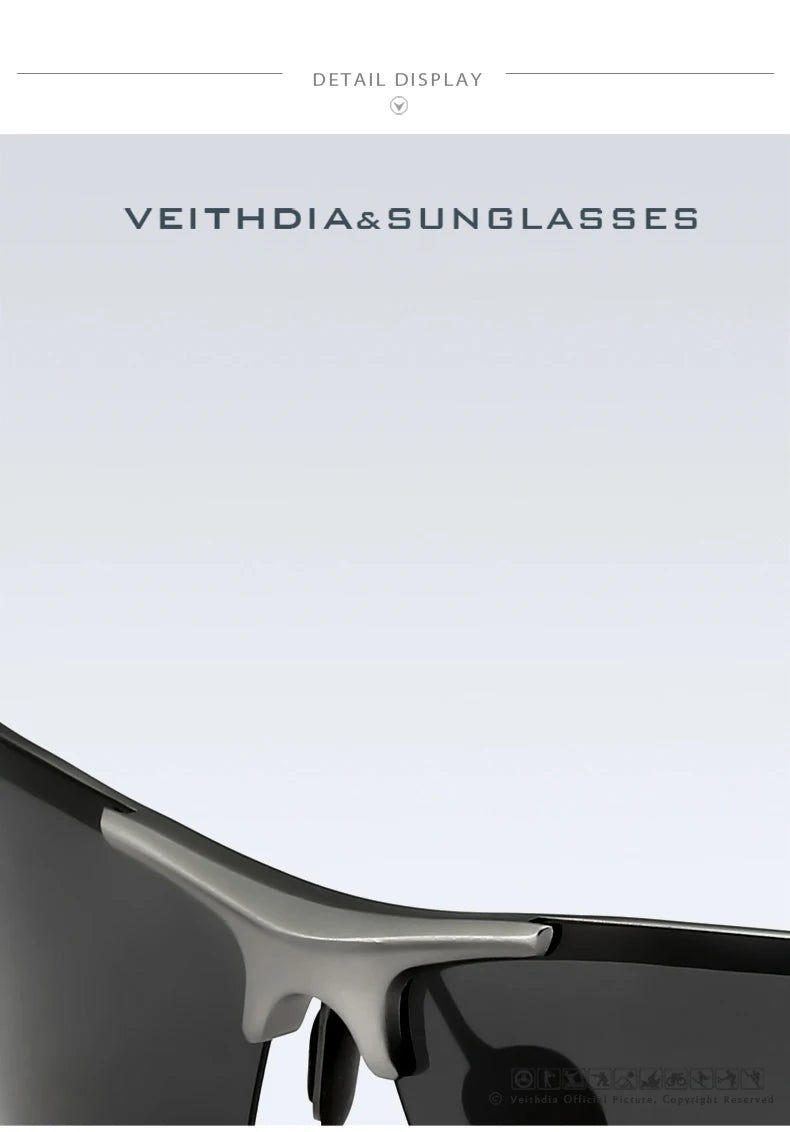 VEITHDIA – lunettes de soleil polarisées en aluminium et magnésium pour homme, avec revêtement miroir UV400, pour l'extérieur, accessoires 6588