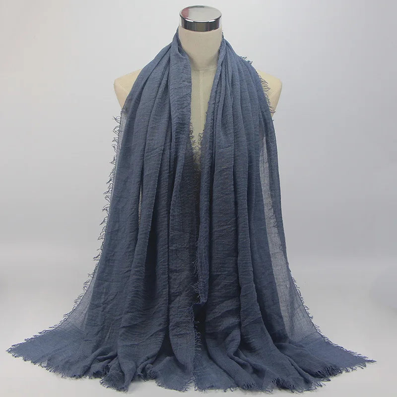 Wholesale Price 70*180cm Women Muslim Crinkle Hijab Scarf Femme Musulman Soft Cotton Headscarf Islamic Hijab Shawls And Wraps