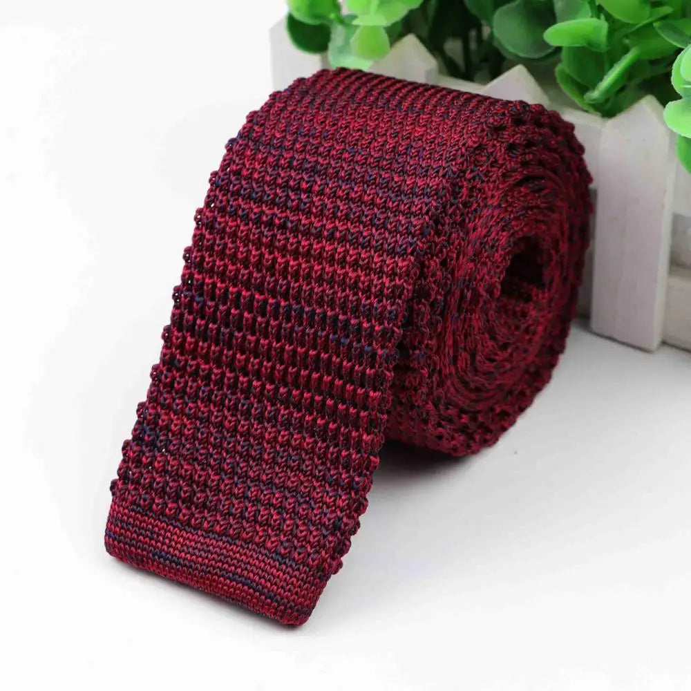Mode hommes cravate colorée tricot cravates tricotées cravate couleur unie étroit mince maigre tissé plaine Cravate cravates étroites