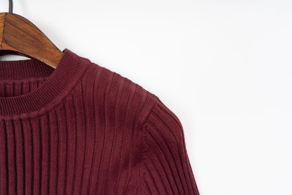 Pull basique à col rond pour femme, pull avec trou pour le pouce, pull en Y