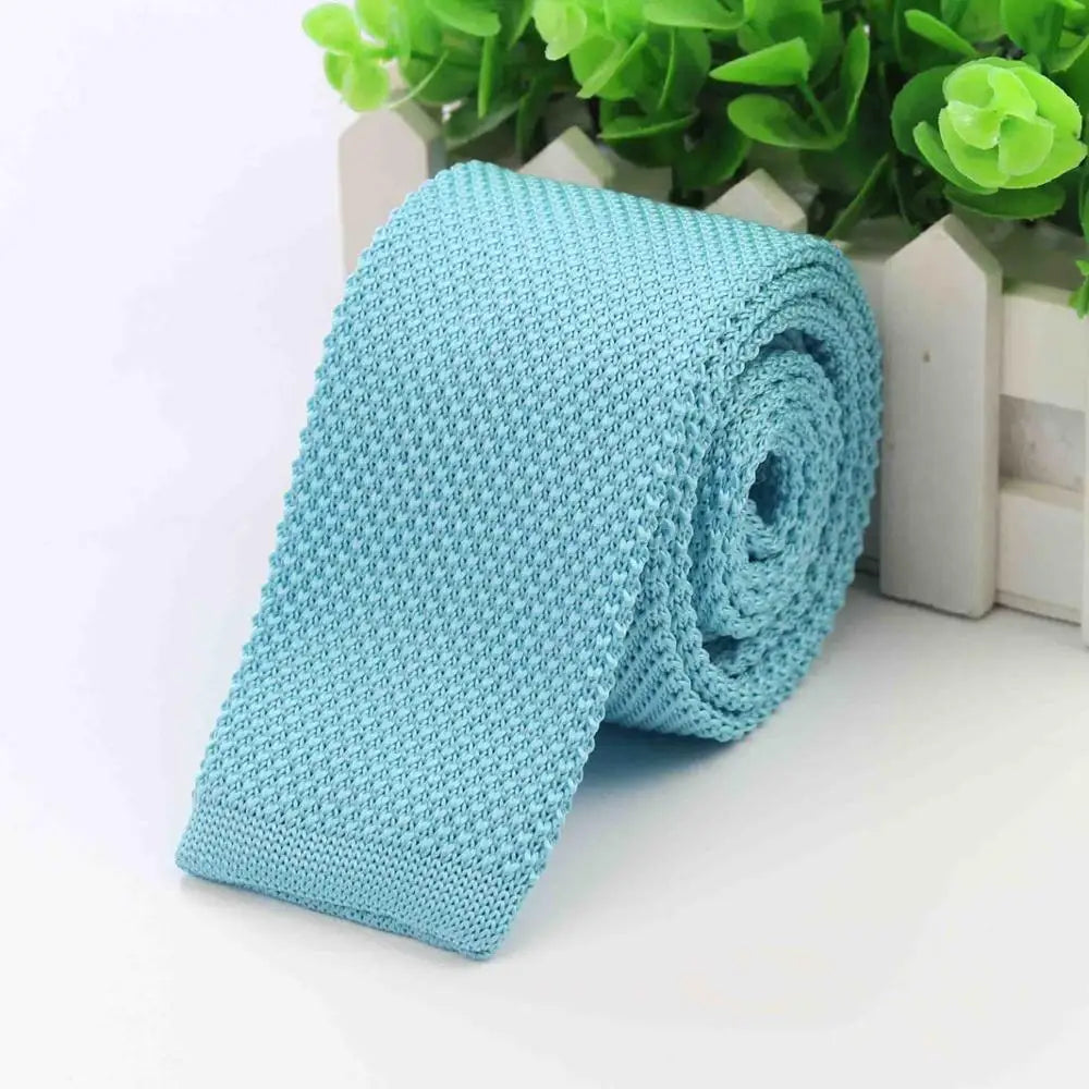 Mode hommes cravate colorée tricot cravates tricotées cravate couleur unie étroit mince maigre tissé plaine Cravate cravates étroites